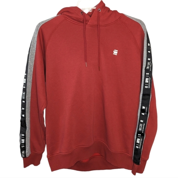 G-Star Raw Heathered Red Striped Hoodie Mens XL - Picture 2 of 8